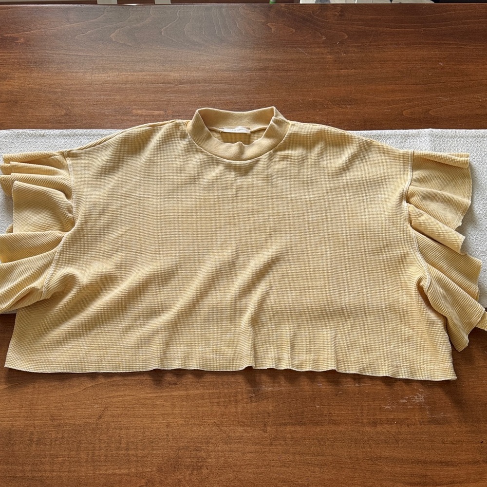 Altar'd State Ruffled Sleeve Cream Blouse